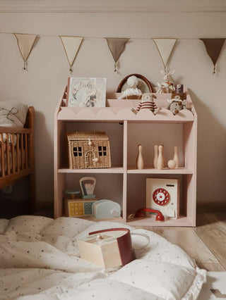 Children’s Montessori bookcase with 4 spacious shelves Juno pink 33x71 cm