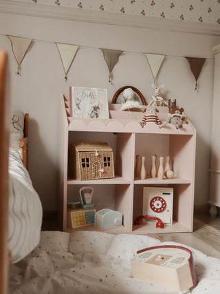 Children’s Montessori bookcase with 4 spacious shelves Juno pink 33x71 cm