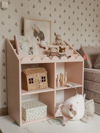 Children’s Montessori bookcase with 4 spacious shelves Juno pink 33x71 cm