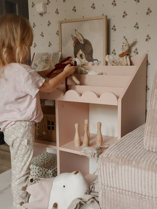 Children’s Montessori bookcase with 4 spacious shelves Juno pink 33x71 cm