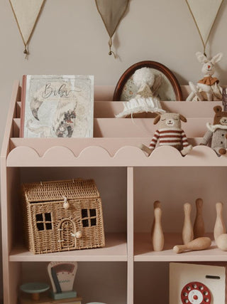 Children’s Montessori bookcase with 4 spacious shelves Juno pink 33x71 cm