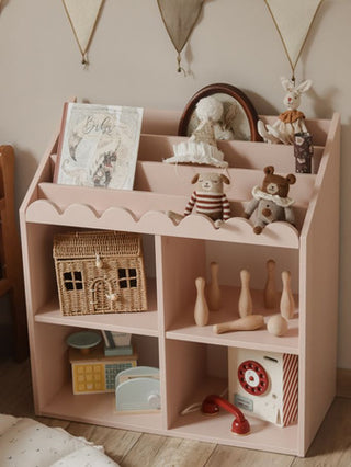 Children’s Montessori bookcase with 4 spacious shelves Juno pink 33x71 cm