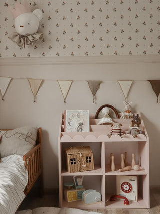 Children’s Montessori bookcase with 4 spacious shelves Juno pink 33x71 cm