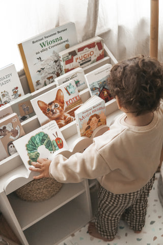 Children’s Montessori bookcase with 4 spacious shelves Juno latte 33x71 cm