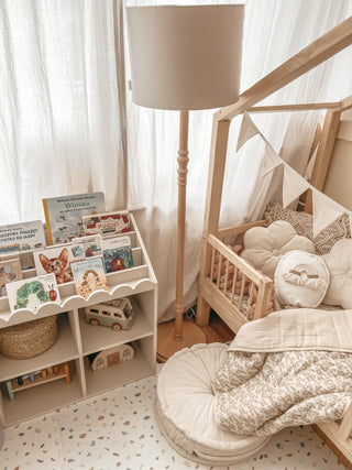 Children’s Montessori bookcase with 4 spacious shelves Juno latte 33x71 cm