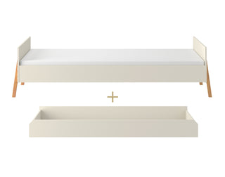 Bed met opbergruimte 90x200 Iris beige | bedframe met lades op wieltjes
