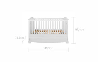 Baby Room ROYAL Timeless white: Cot/Toddler bed 70x140 with drawer | 2-door wardrobe | 3-drawer changing table | Ona's furniture - kids room furniture
