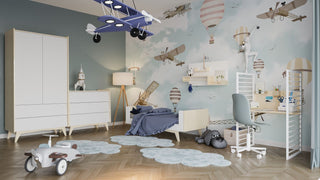 Complete baby room Olive | Convertible bed with mattress, wardrobe, changing table and changing top