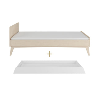 Storage bed 90x200 Olive with drawers on wheels