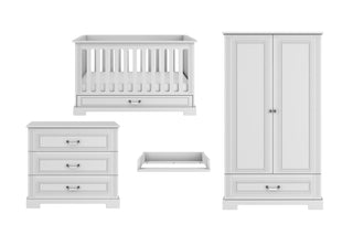 Complete babykamer Raffi wit | Meegroeibed met lade, kast, commode en bladvergroter