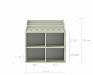 Children’s Montessori bookcase with 4 spacious shelves Juno green 33x71 cm