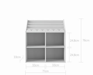 Children’s Montessori bookcase with 4 spacious shelves Juno snow white 33x71 cm