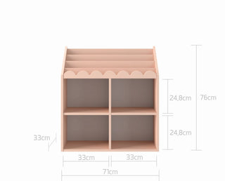 Children’s Montessori bookcase with 4 spacious shelves Juno pink 33x71 cm