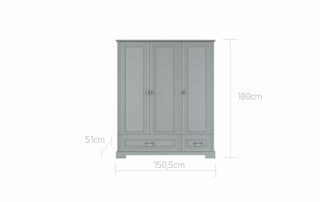 3-door wardrobe INES Neutral grey | Ona's furniture - kids room furniture
