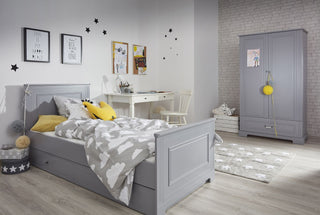 2-door wardrobe INES Neutral grey | Ona's furniture - kids room furniture