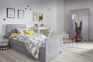 2-door tall wardrobe INES Neutral grey | Ona's furniture - kids room furniture