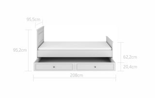 Bed 90x200 with drawer INES Elegant white | Ona's furniture - kids room furniture