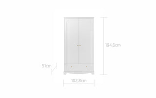 2-door wardrobe ROYAL Timeless white | Ona's furniture - kids room furniture
