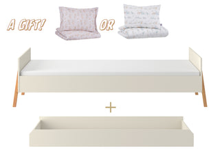 Bed met opbergruimte 90x200 Iris beige | bedframe met lades op wieltjes