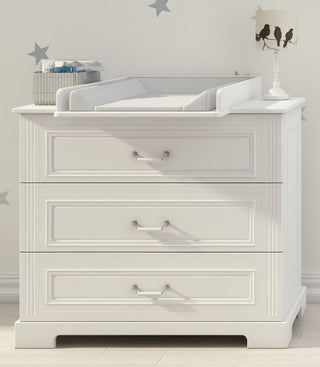 Complete baby room Raffi white | Convertible bed with drawer, wardrobe, changing table and changing top