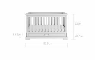 Baby room INES Elegant white: Cot/Toddler bed 70x140 with drawer | 2-door wardrobe | 3-drawer changing table | Ona's furniture - kids room furniture