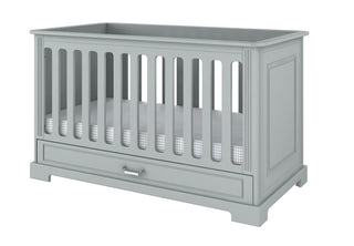 Baby room INES Neutral grey: Cot/Toddler bed 70x140 with drawer | 2-door wardrobe | 4-drawer changing table| Leaf enlarger