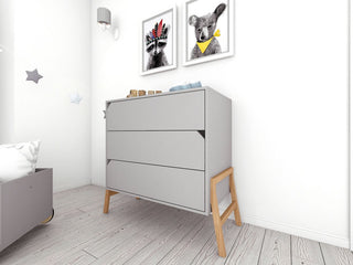 Baby room LOTTA Grey: Cot/Toddler bed 70x140 with drawer | 2-door wardrobe | 3-drawer changing table | Ona's furniture - kids room furniture