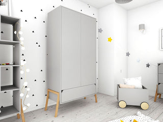 Baby room LOTTA Grey: Cot/Toddler bed 70x140 with drawer | 2-door wardrobe | 3-drawer changing table | Ona's furniture - kids room furniture