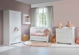 Cot/Toddler bed 70x140 with drawer ROYAL Timeless white