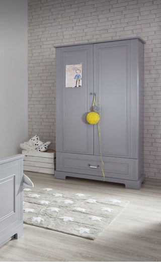 Baby room INES Neutral grey: Cot/Toddler bed 70x140 with drawer | 2-door wardrobe | 3-drawer changing table| Leaf enlarger