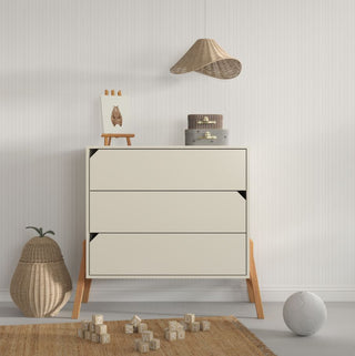 Complete baby room Iris beige | Convertible bed with drawer, wardrobe, changing table and changing top