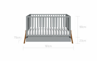 Cot/Toddler bed 70x140 with drawer LOTTA Grey | Ona's furniture - kids room furniture