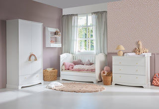 Cot/Toddler bed 70x140 with drawer ROYAL Timeless white | Ona's furniture - kids room furniture