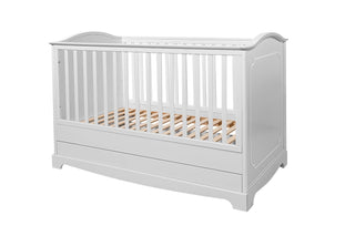 Cot/Toddler bed 70x140 with drawer ROYAL Timeless white | Ona's furniture - kids room furniture