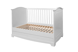 Cot/Toddler bed 70x140 with drawer ROYAL Timeless white | Ona's furniture - kids room furniture